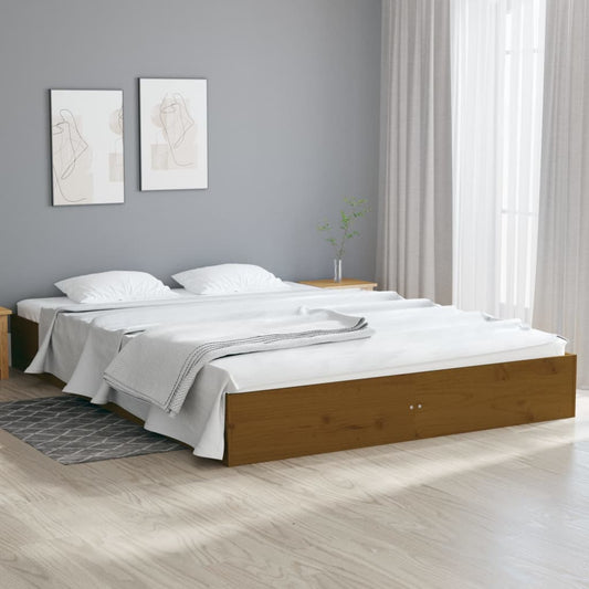 Sängynrunko hunajanruskea täysi puu 150x200 cm 5FT King Size - Sisustajankoti.fi