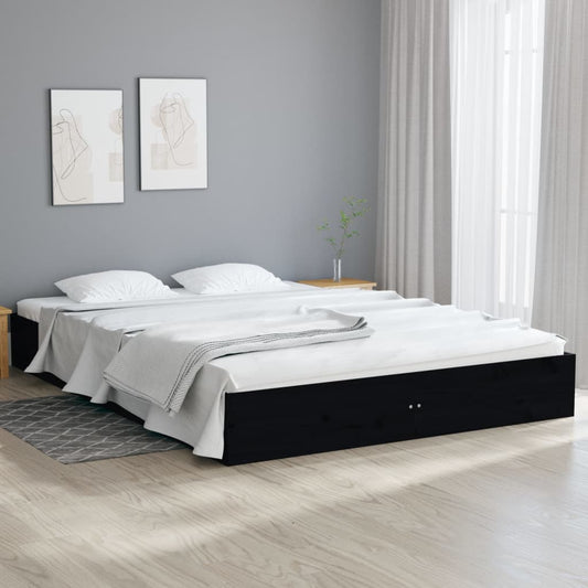 Sängynrunko musta täysi puu 150x200 cm 5FT King Size - Sisustajankoti.fi