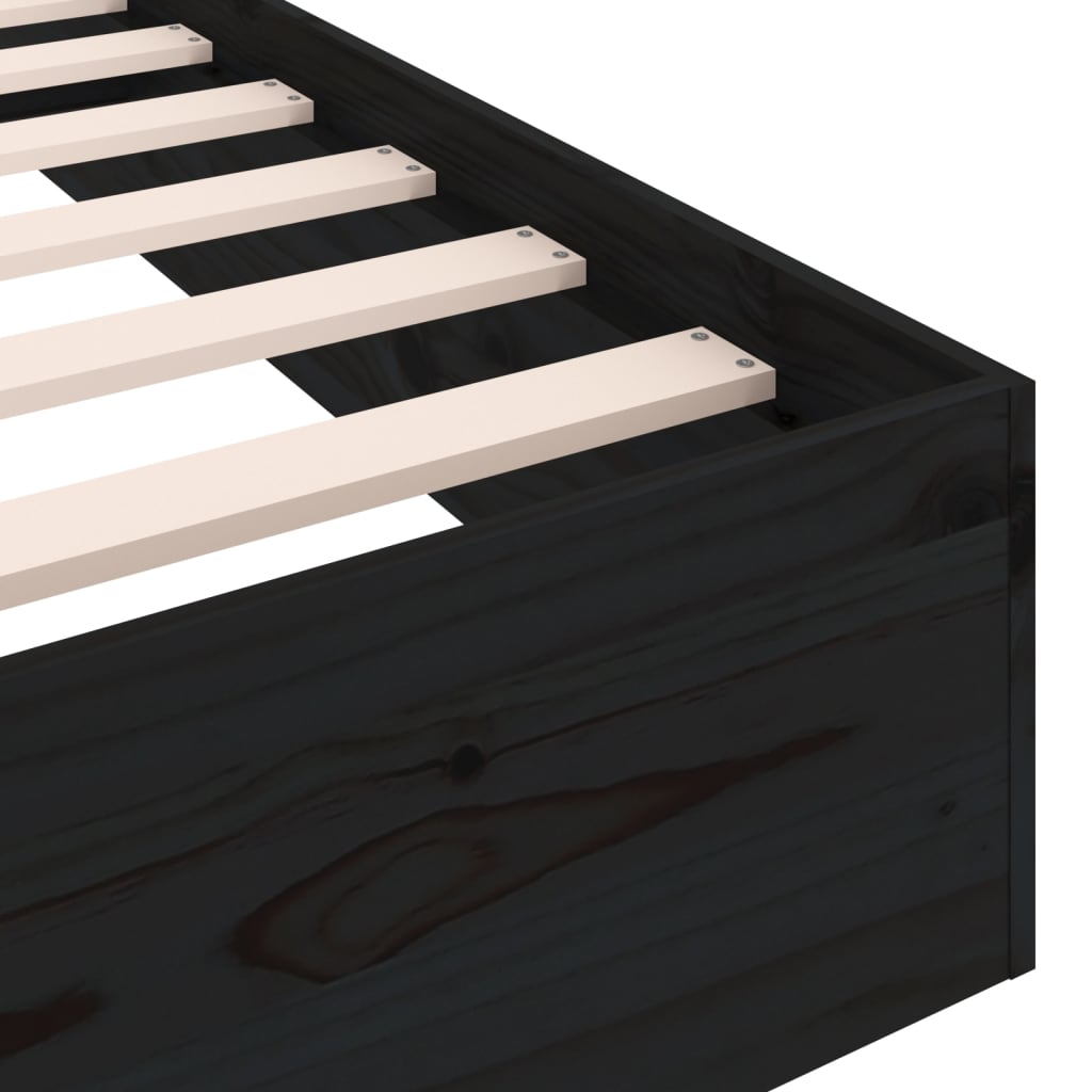 Sängynrunko musta täysi puu 140x200 cm - Sisustajankoti.fi