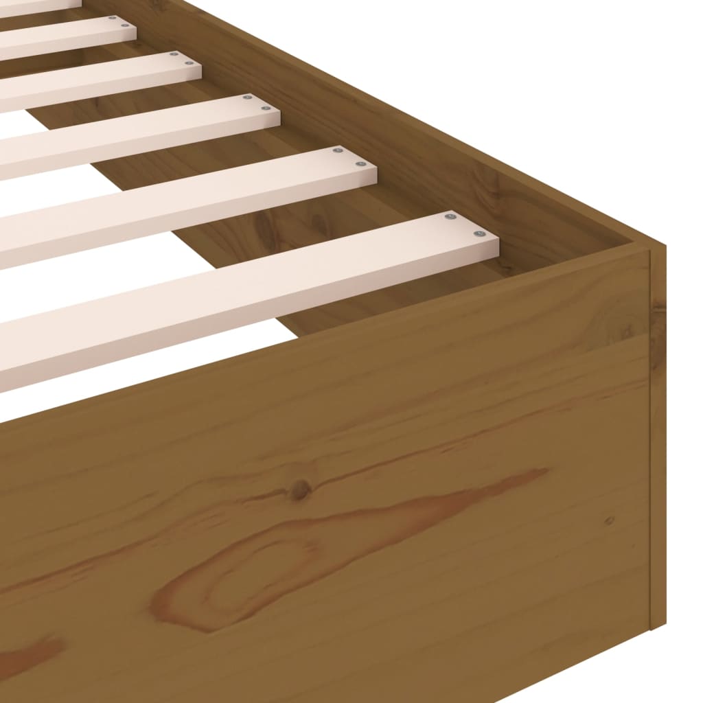 Sängynrunko hunajanruskea täysi puu 140x190 cm - Sisustajankoti.fi