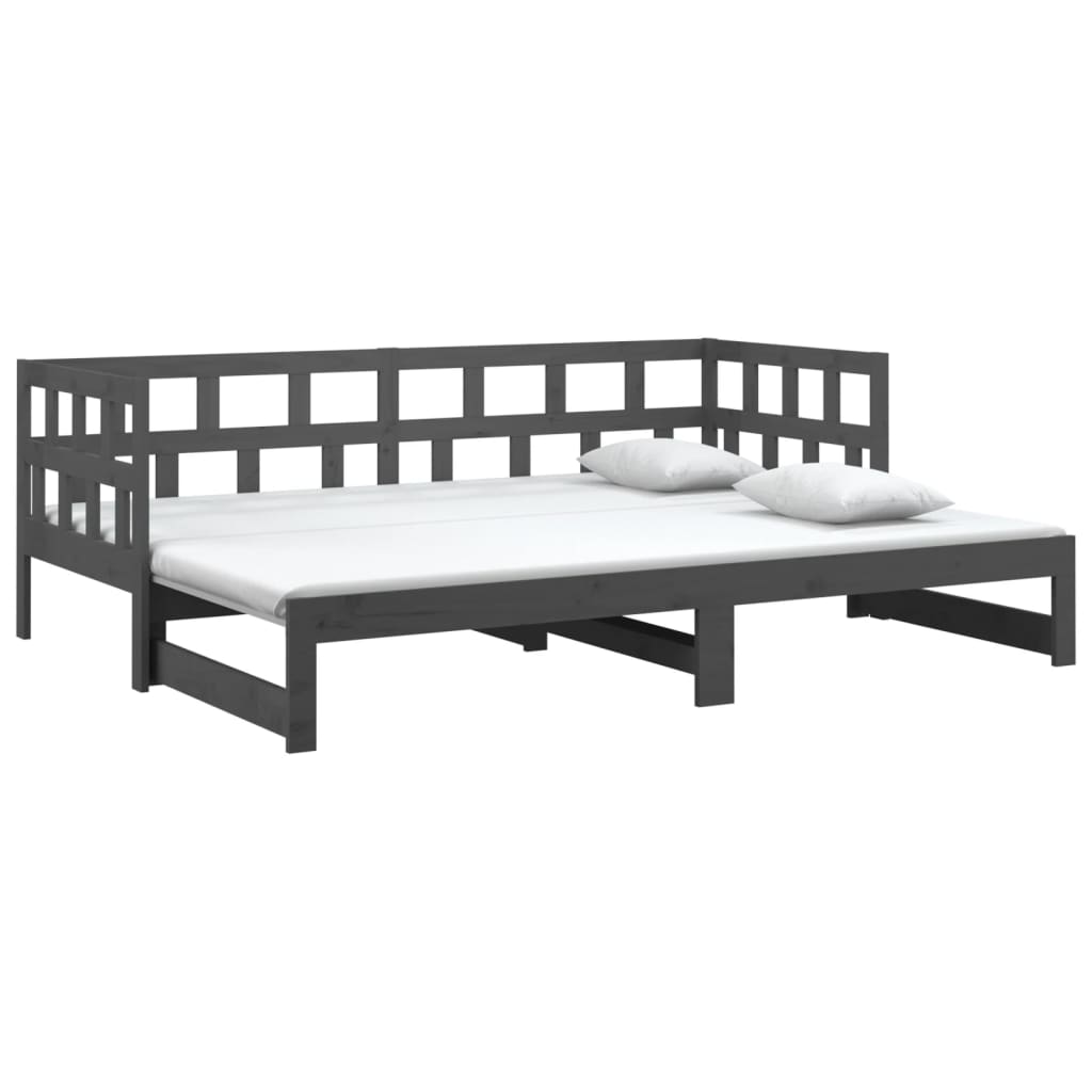 Sohvasänky ulosvedettävä harmaa täysi mänty 2x (90x190) cm - Sisustajankoti.fi