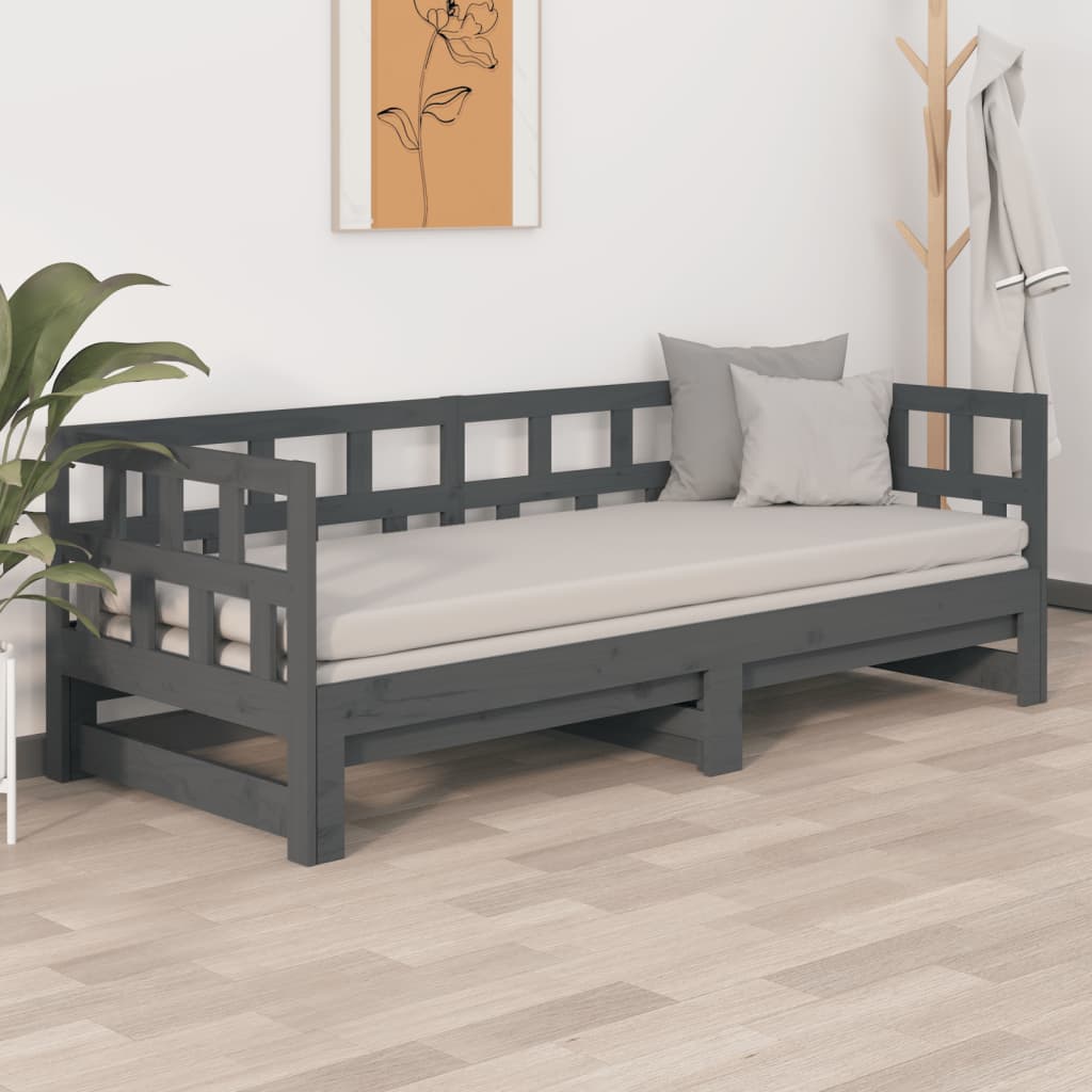 Sohvasänky ulosvedettävä harmaa täysi mänty 2x (90x190) cm - Sisustajankoti.fi