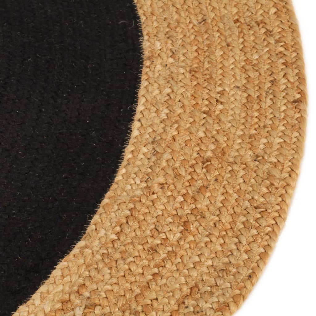 Matto punottu musta / luonnollinen 120 cm juutti / puuvilla - Sisustajankoti.fi