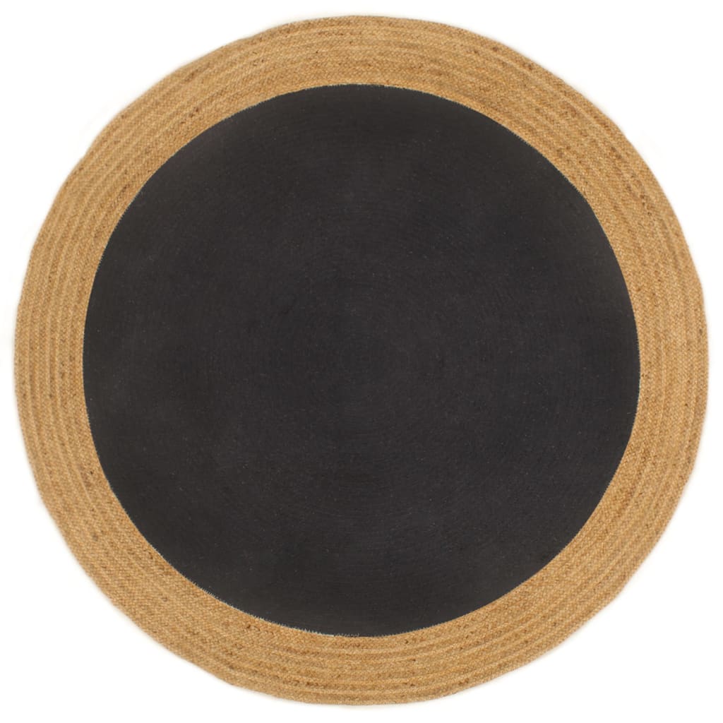 Matto punottu musta/luonnollinen 150 cm juutti/puuvilla pyöreä - Sisustajankoti.fi