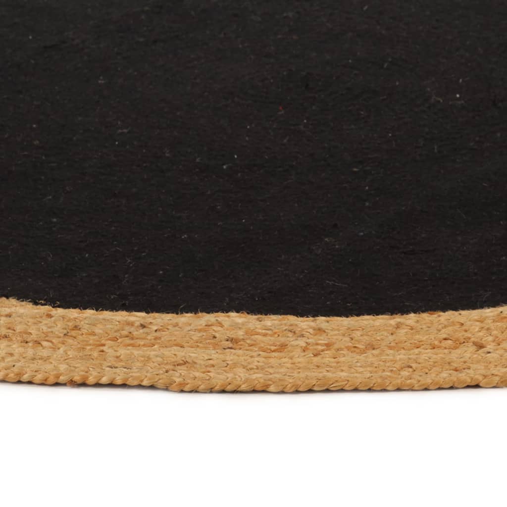 Matto punottu musta/luonnollinen 150 cm juutti/puuvilla pyöreä - Sisustajankoti.fi