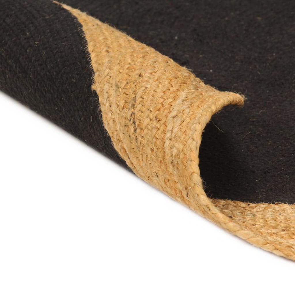 Matto punottu musta/luonnollinen 150 cm juutti/puuvilla pyöreä - Sisustajankoti.fi