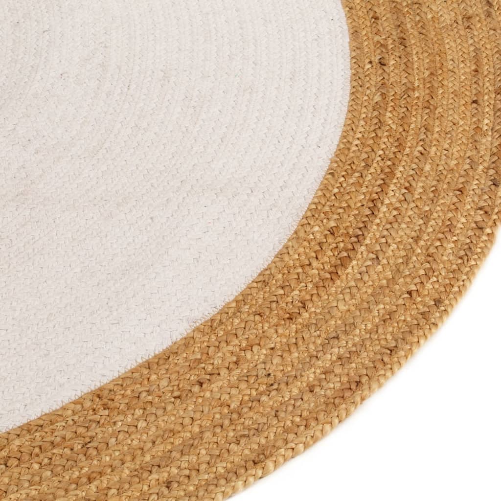Matto punottu valkoinen / luonnollinen 90 cm juutti / puuvilla - Sisustajankoti.fi