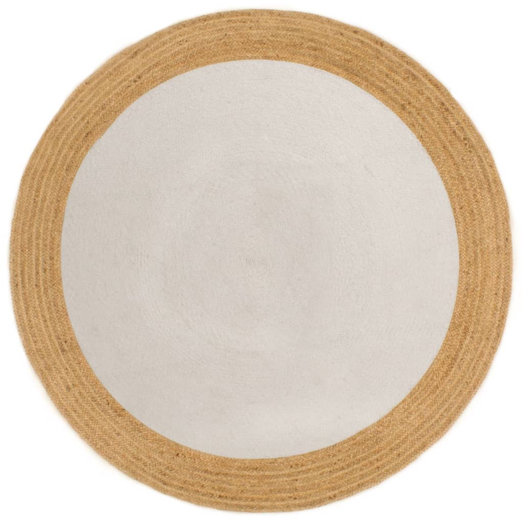 Matto punottu valkoinen / luonnollinen 180 cm juutti / puuvilla - Sisustajankoti.fi