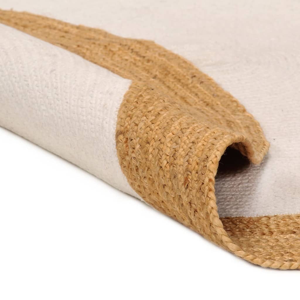Matto punottu valkoinen / luonnollinen 180 cm juutti / puuvilla - Sisustajankoti.fi