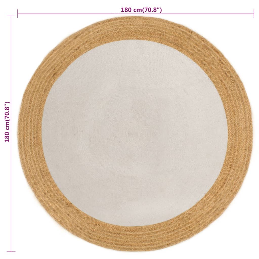 Matto punottu valkoinen / luonnollinen 180 cm juutti / puuvilla - Sisustajankoti.fi