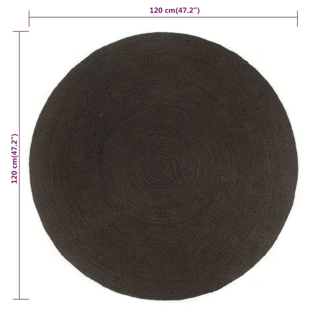 Kaksipuolinen juuttimatto antrasiitti/luonnollinen 120cm pyöreä - Sisustajankoti.fi