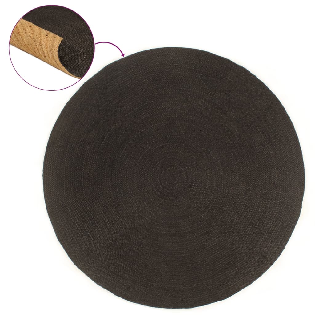 Kaksipuolinen juuttimatto antrasiitti/luonnollinen 150cm pyöreä - Sisustajankoti.fi