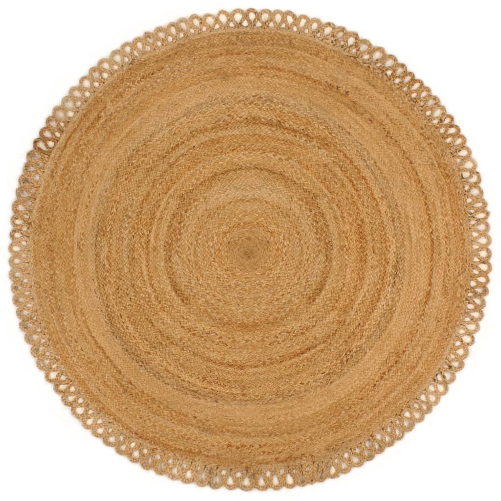 Punottu matto aaltoreuna 90 cm Juutti pyöreä - Sisustajankoti.fi