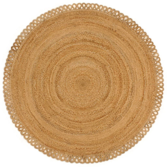 Punottu matto aaltoreuna 120 cm Juutti pyöreä - Sisustajankoti.fi