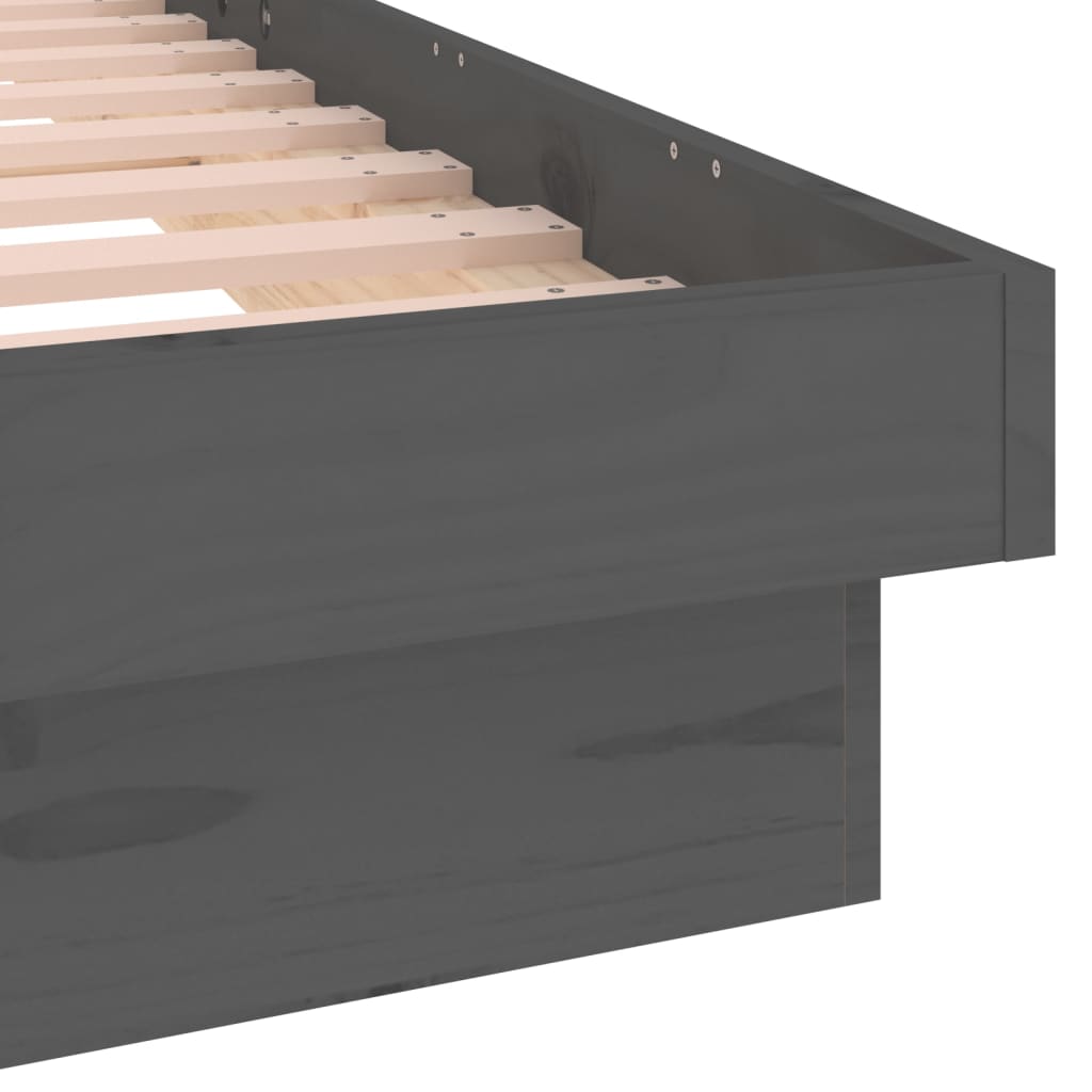 Sängynrunko LED harmaa 75x190 cm 2FT6 Small Single täysi puu - Sisustajankoti.fi