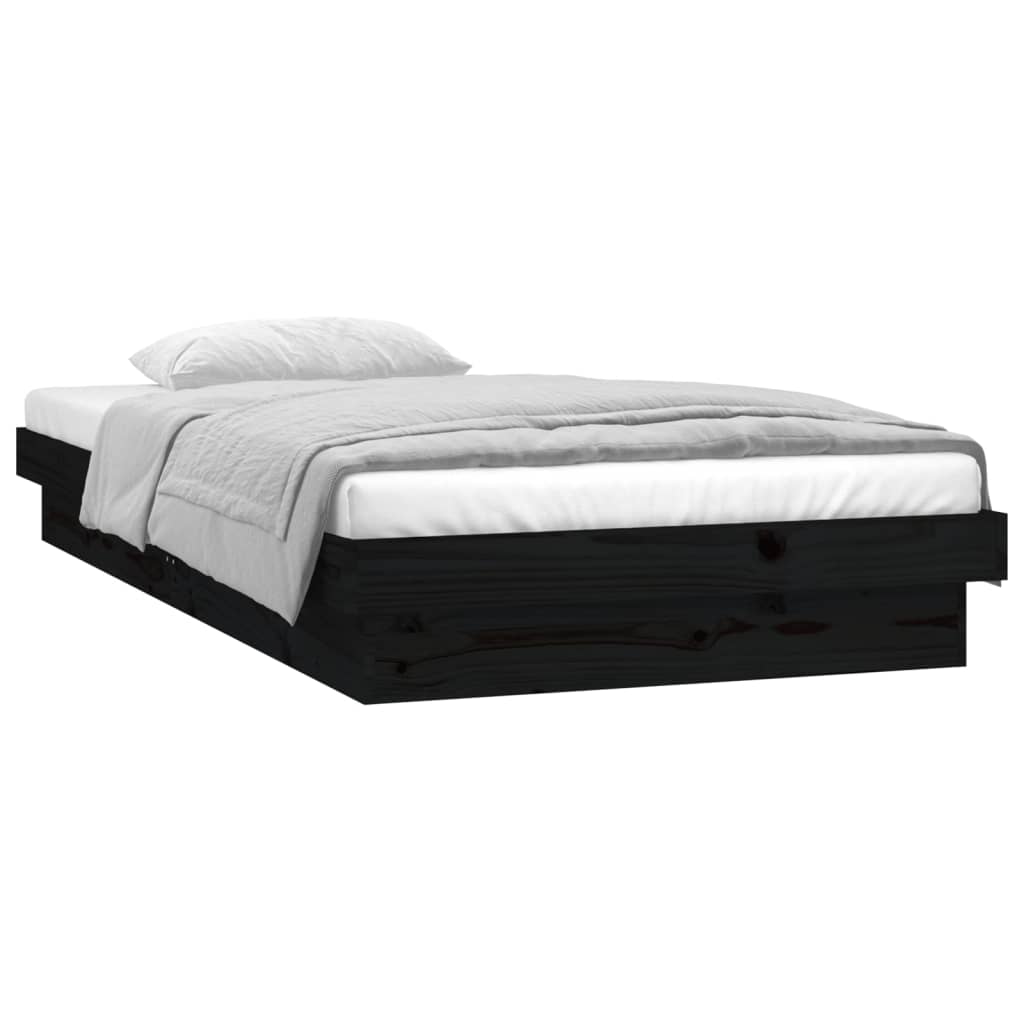 Sängynrunko LED musta 75x190 cm 2FT6 Small Single täysi puu - Sisustajankoti.fi