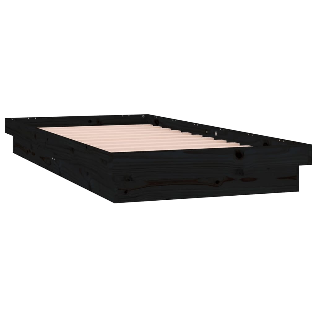 Sängynrunko LED musta 75x190 cm 2FT6 Small Single täysi puu - Sisustajankoti.fi