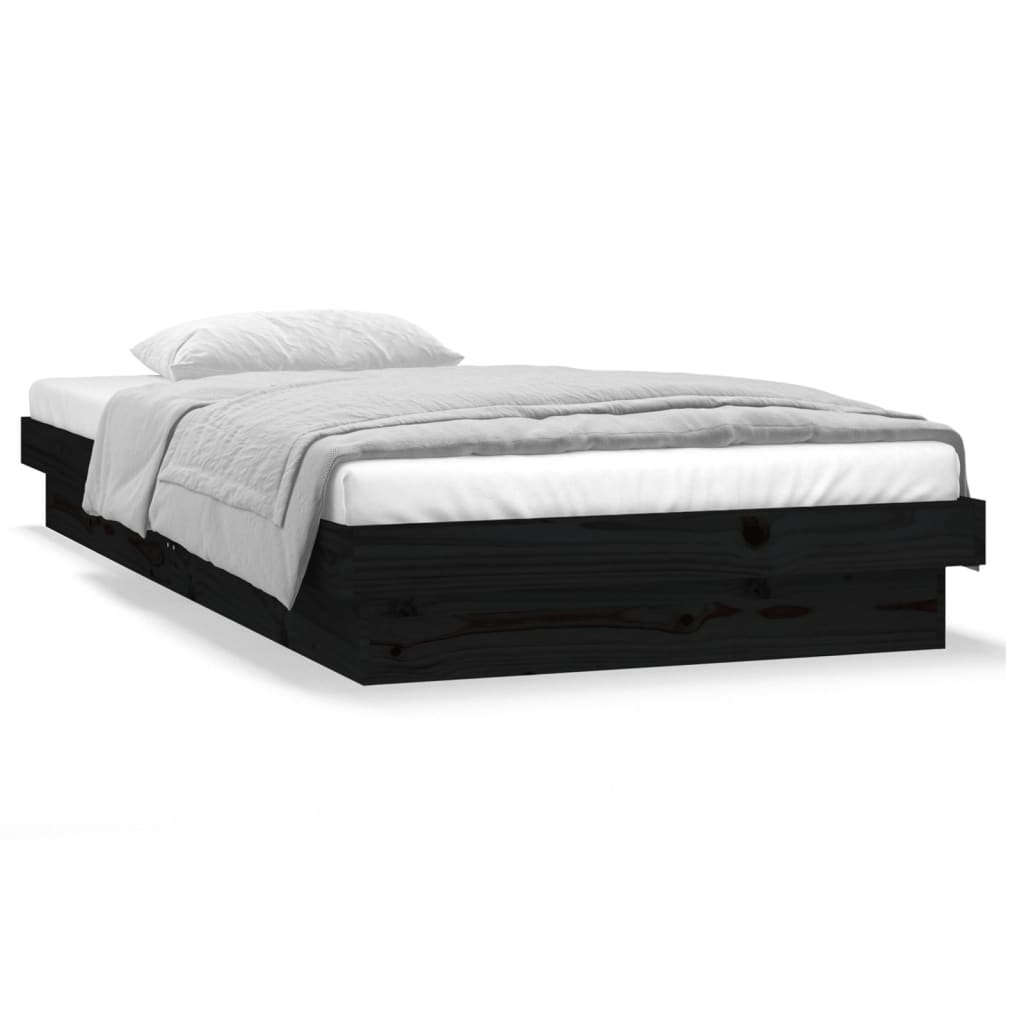 Sängynrunko LED musta 75x190 cm 2FT6 Small Single täysi puu - Sisustajankoti.fi