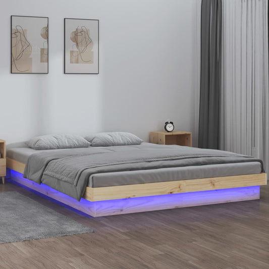 Sängynrunko LED-valoilla 120x190 cm 4FT Small Double täysi puu - Sisustajankoti.fi