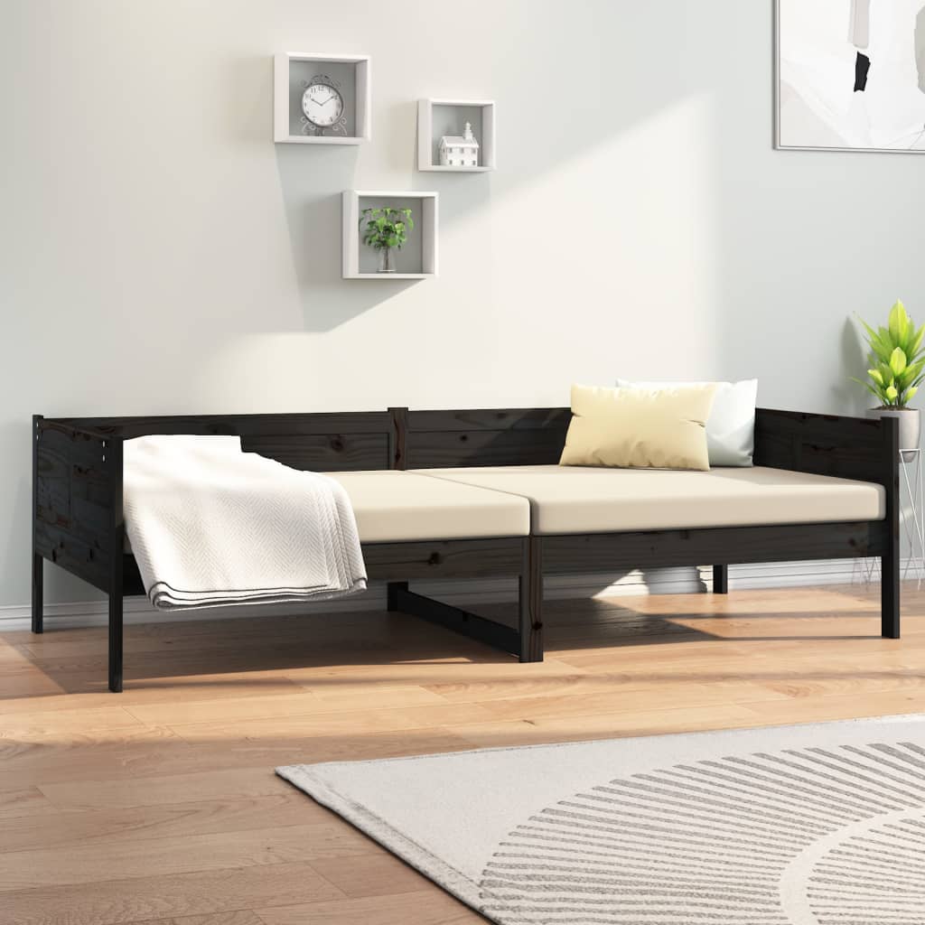 Sohvasänky musta täysi mänty 90x200 cm - Sisustajankoti.fi
