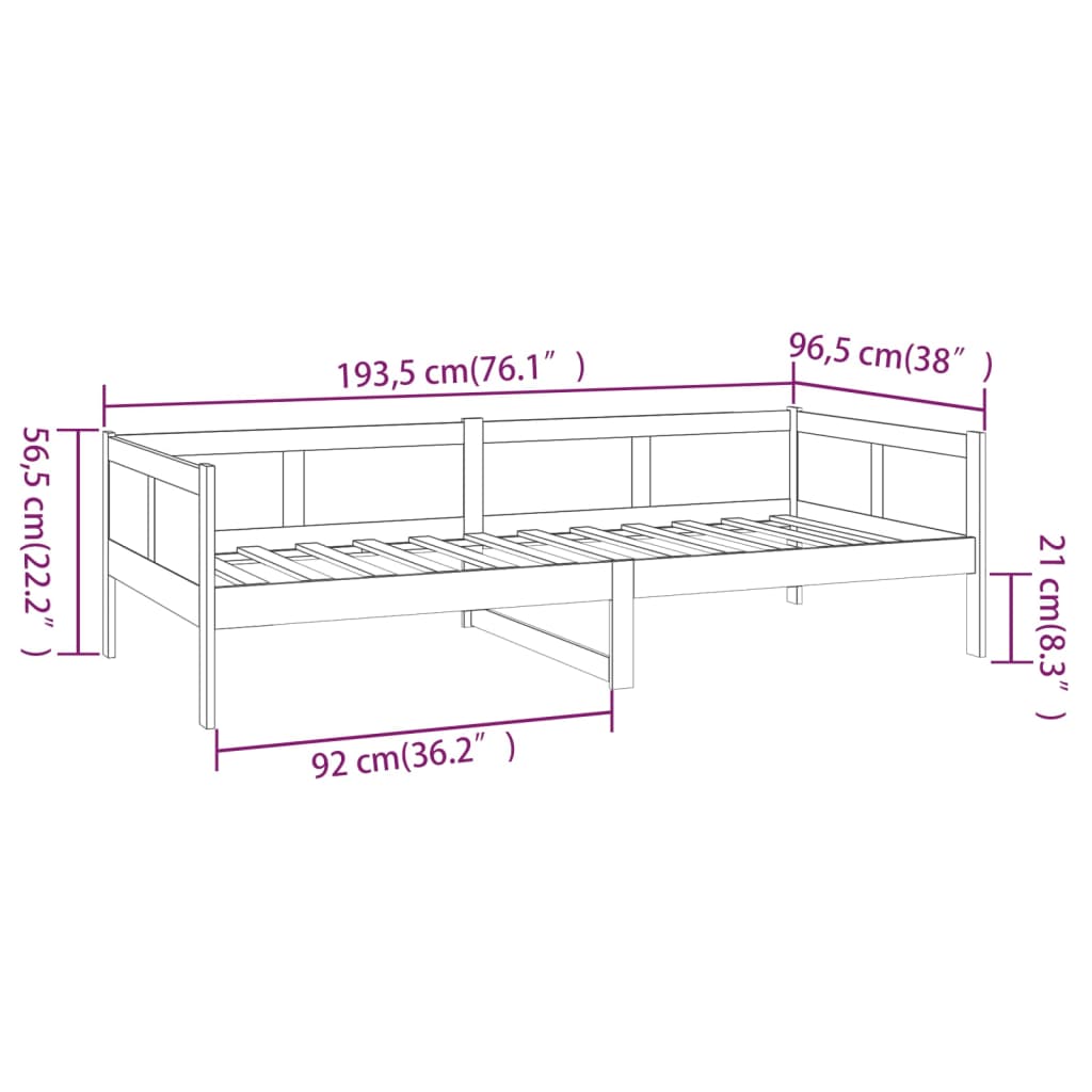 Sohvasänky hunajanruskea täysi mänty 90x190 cm - Sisustajankoti.fi