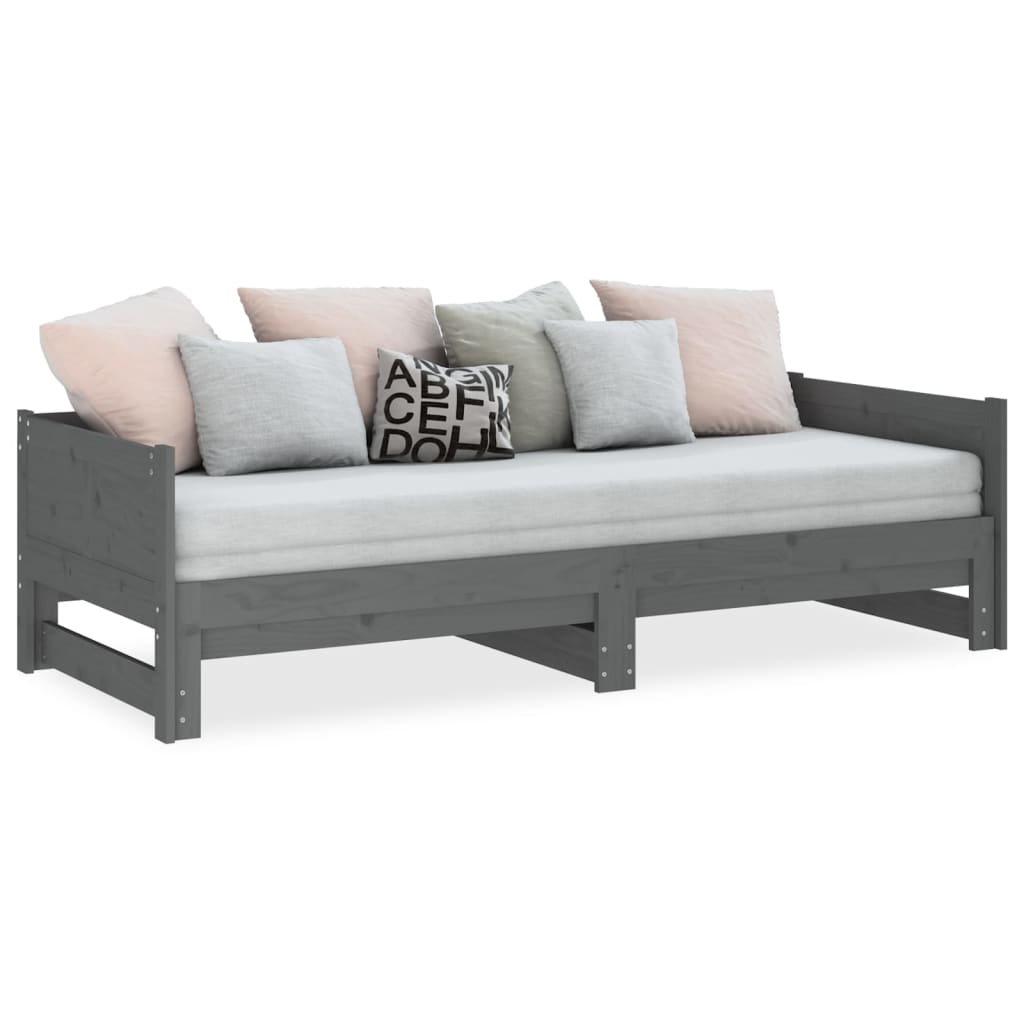 Sohvasänky ulosvedettävä harmaa täysi mänty 2x (90x200) cm - Sisustajankoti.fi