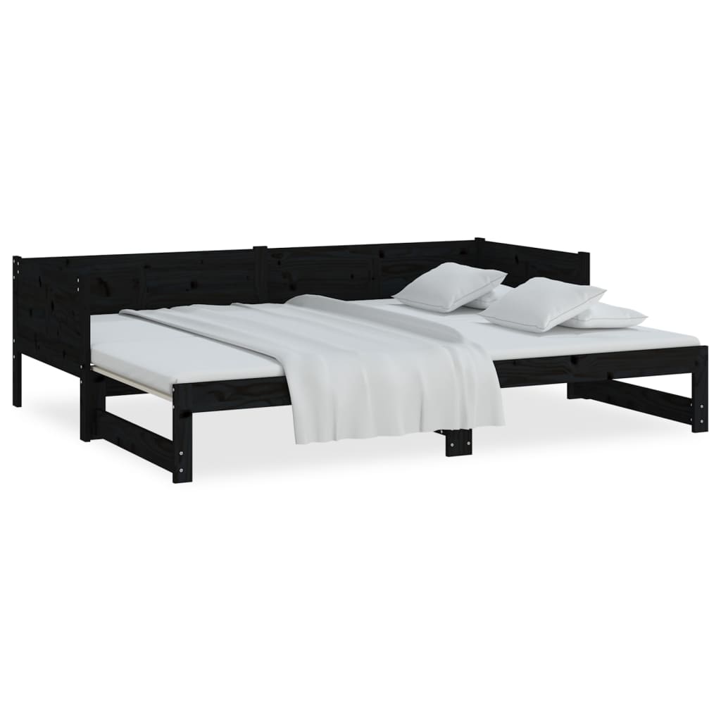 Sohvasänky ulosvedettävä musta täysi mänty 2x (80x200) cm - Sisustajankoti.fi