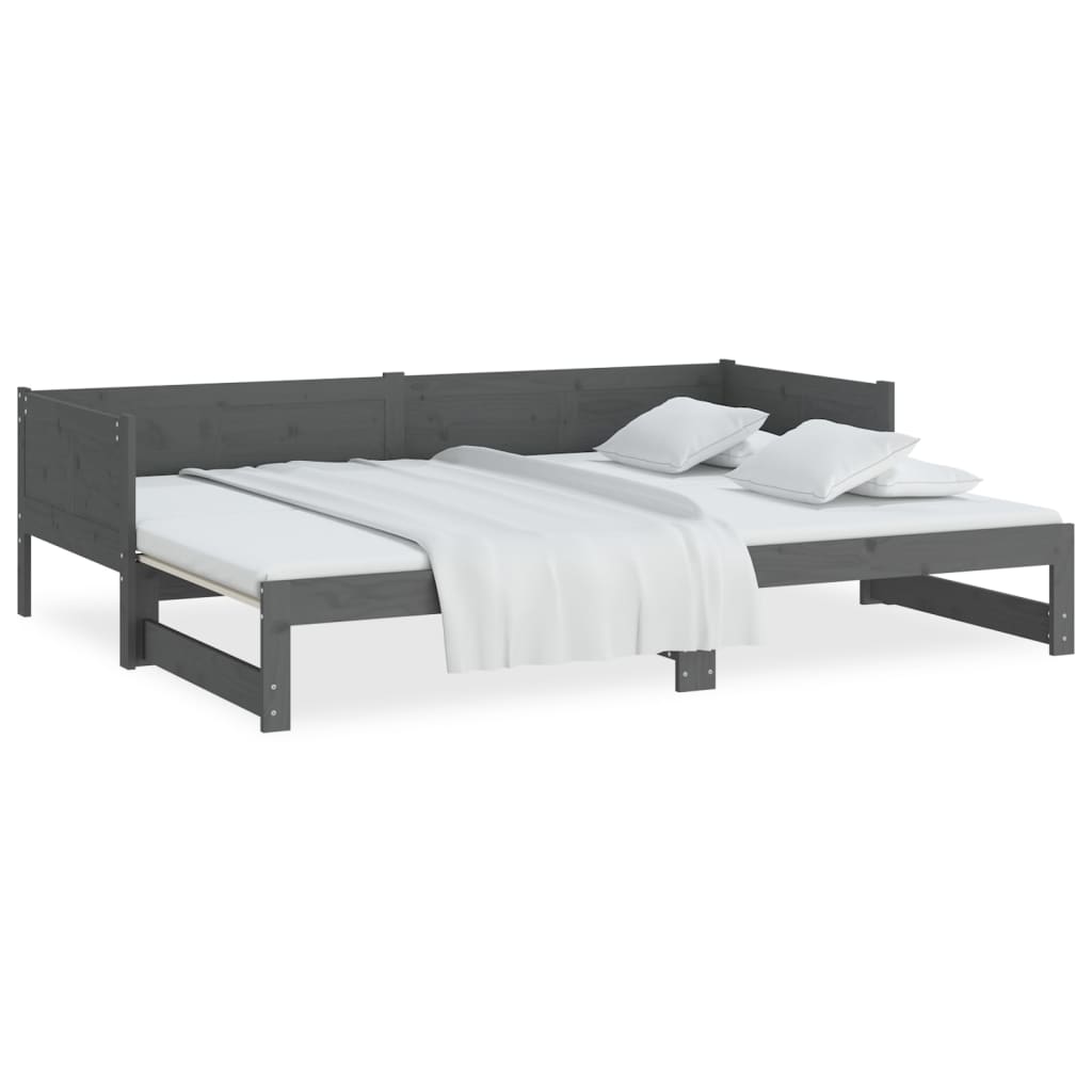 Sohvasänky ulosvedettävä harmaa täysi mänty 2x (90x190) cm - Sisustajankoti.fi