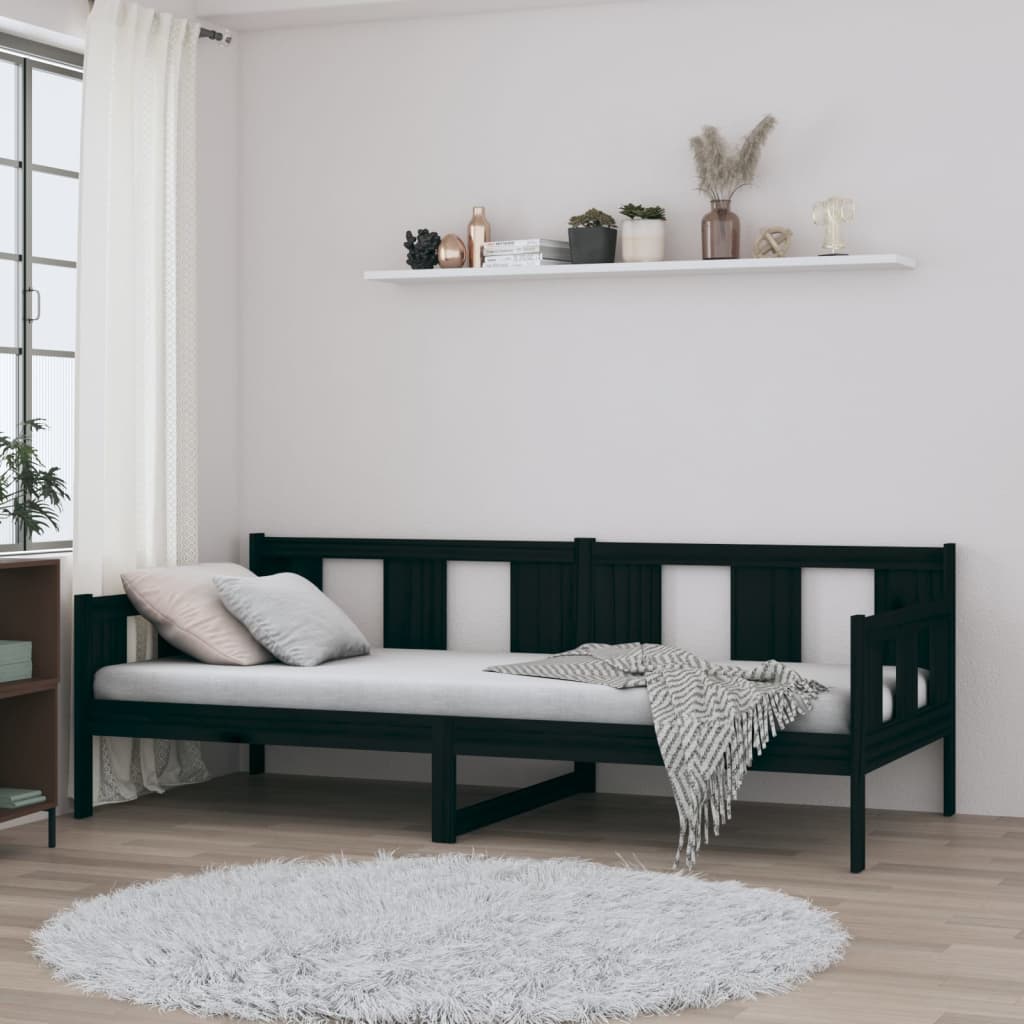 Sohvasänky musta täysi mänty 90x200 cm - Sisustajankoti.fi