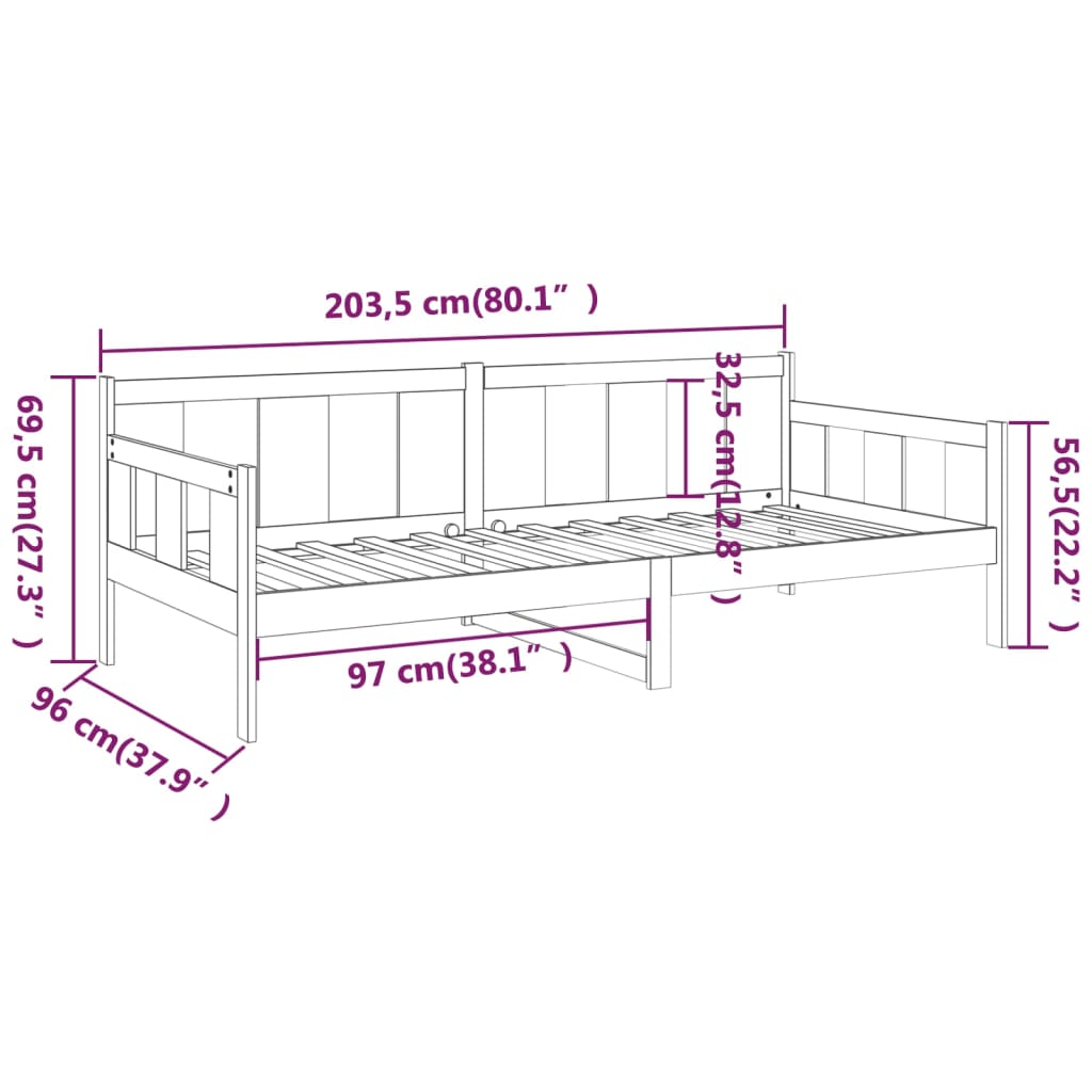 Sohvasänky musta täysi mänty 90x200 cm - Sisustajankoti.fi