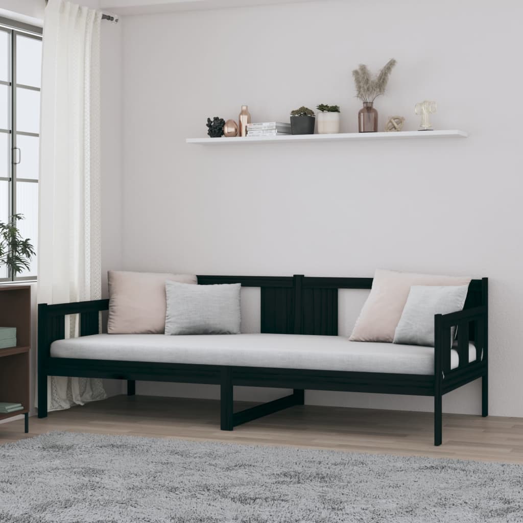 Sohvasänky musta täysi mänty 90x200 cm - Sisustajankoti.fi