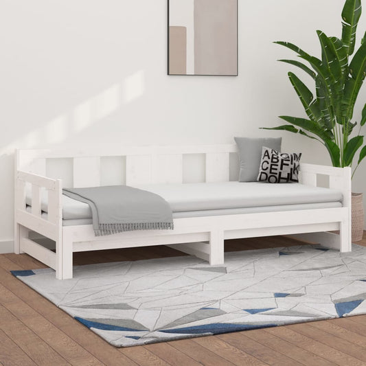 Sohvasänky ulosvedettävä valkoinen täysi mänty 2x (80x200) cm - Sisustajankoti.fi