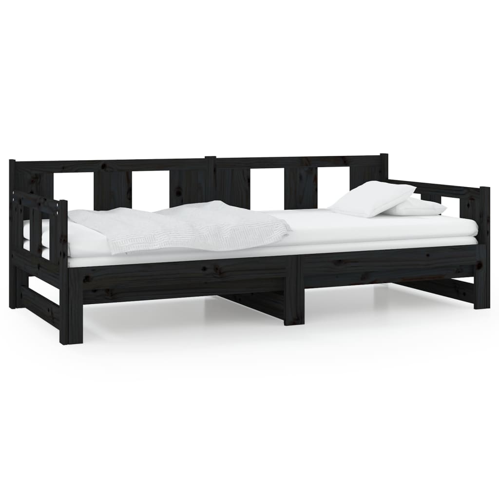 Sohvasänky ulosvedettävä musta täysi mänty 2x (80x200) cm - Sisustajankoti.fi