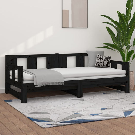 Sohvasänky ulosvedettävä musta täysi mänty 2x (80x200) cm - Sisustajankoti.fi
