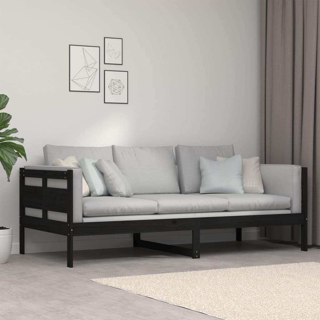 Sohvasänky musta täysi mänty 90x200 cm - Sisustajankoti.fi