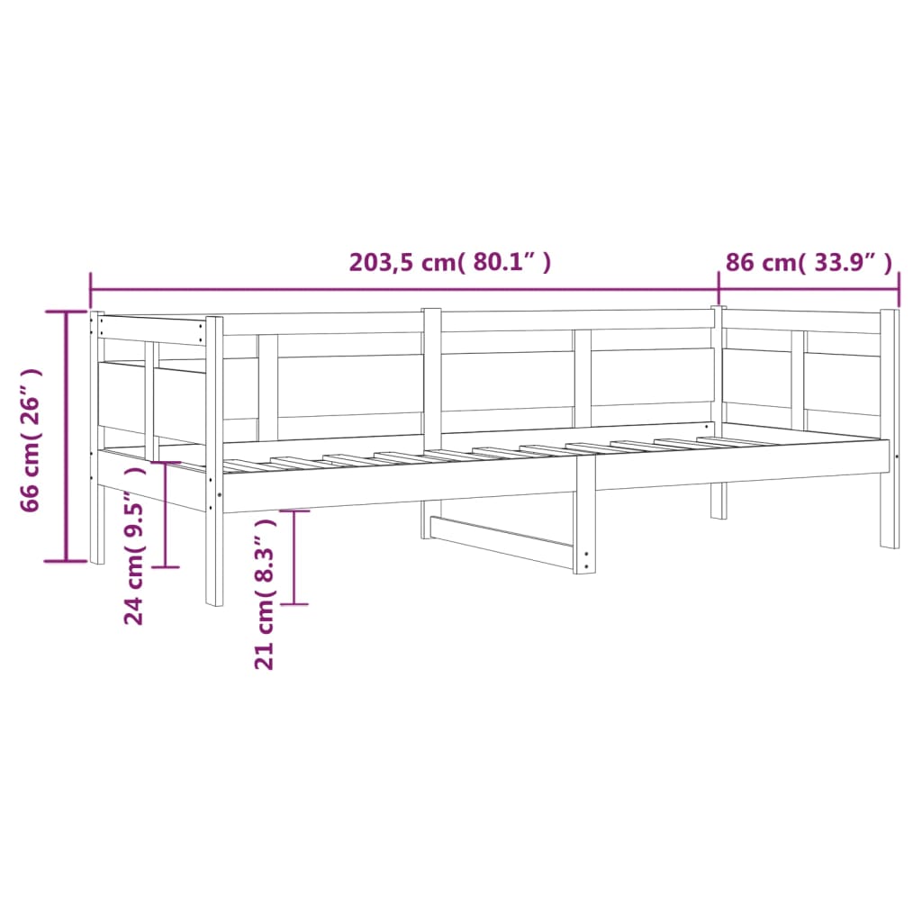 Sohvasänky harmaa täysi mänty 80x200 cm - Sisustajankoti.fi