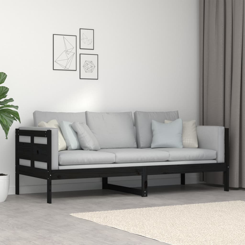 Sohvasänky musta täysi mänty 80x200 cm - Sisustajankoti.fi