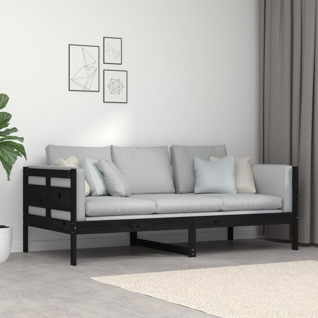 Sohvasänky musta täysi mänty 90x190 cm - Sisustajankoti.fi