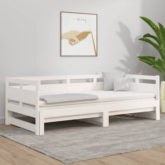 Sohvasänky ulosvedettävä valkoinen täysi mänty 2x (90x190) cm - Sisustajankoti.fi