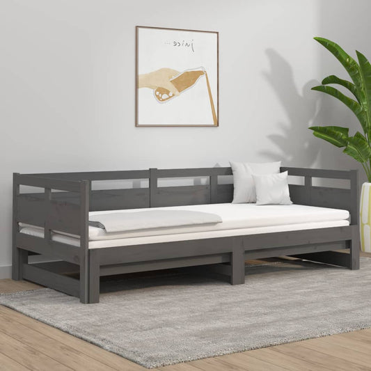 Sohvasänky ulosvedettävä harmaa täysi mänty 2x (90x190) cm - Sisustajankoti.fi