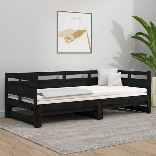 Sohvasänky ulosvedettävä musta täysi mänty 2x (90x190) cm - Sisustajankoti.fi