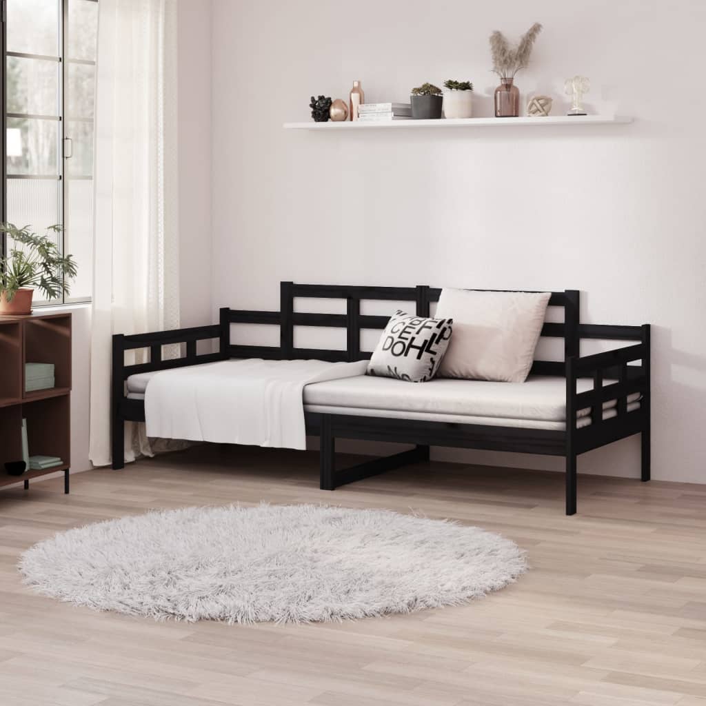 Sohvasänky musta täysi mänty 90x190 cm - Sisustajankoti.fi