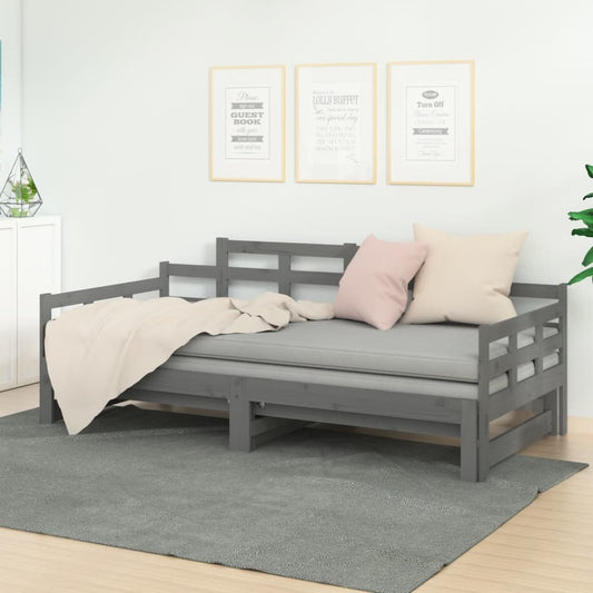 Sohvasänky ulosvedettävä harmaa täysi mänty 2x (90x200) cm - Sisustajankoti.fi