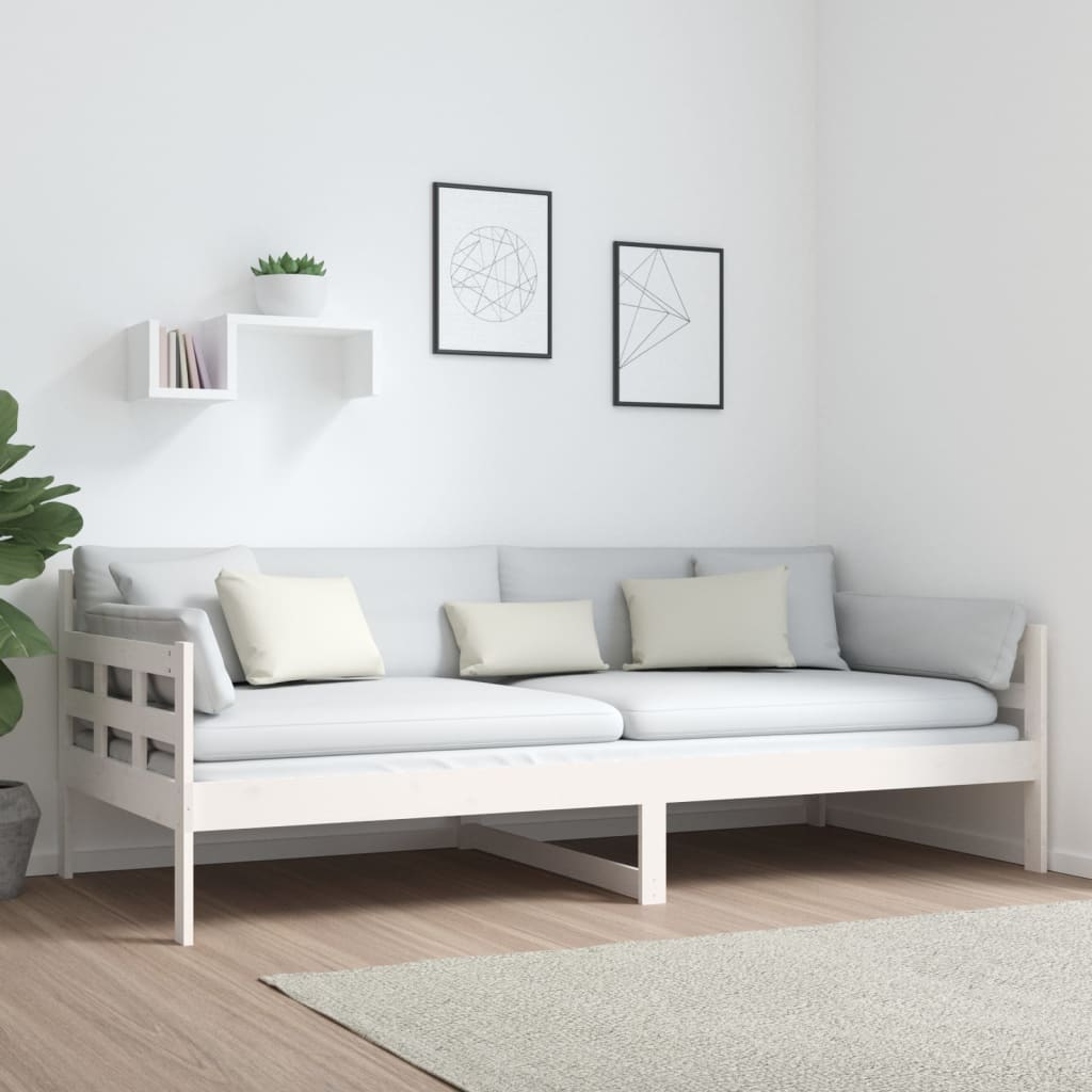 Sohvasänky valkoinen täysi mänty 90x200 cm - Sisustajankoti.fi