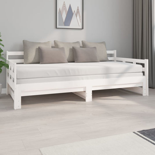 Sohvasänky ulosvedettävä valkoinen täysi mänty 2x (90x200) cm - Sisustajankoti.fi