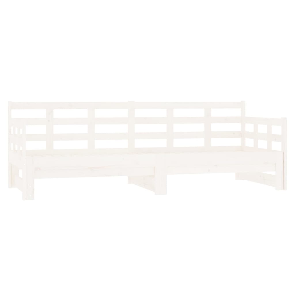 Sohvasänky ulosvedettävä valkoinen täysi mänty 2x (80x200) cm - Sisustajankoti.fi