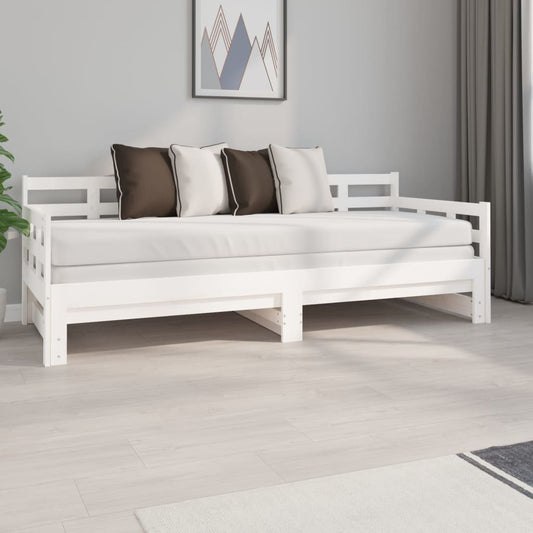 Sohvasänky ulosvedettävä valkoinen täysi mänty 2x (80x200) cm - Sisustajankoti.fi