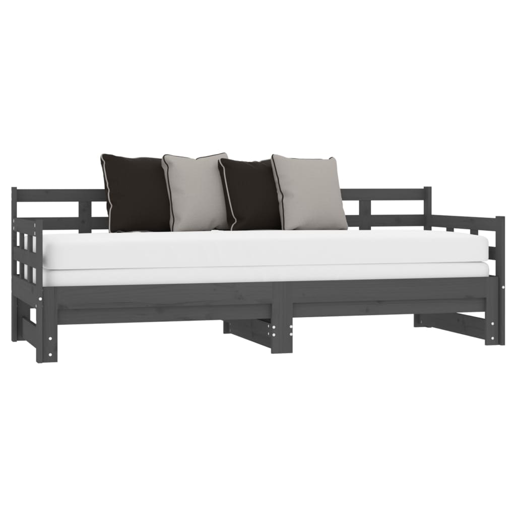 Sohvasänky ulosvedettävä harmaa täysi mänty 2x (80x200) cm - Sisustajankoti.fi