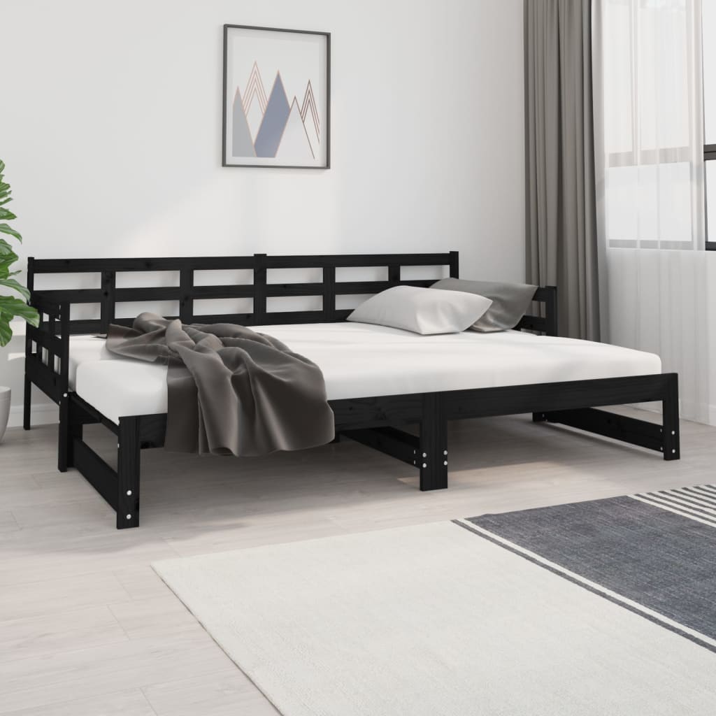 Sohvasänky ulosvedettävä musta täysi mänty 2x (80x200) cm - Sisustajankoti.fi