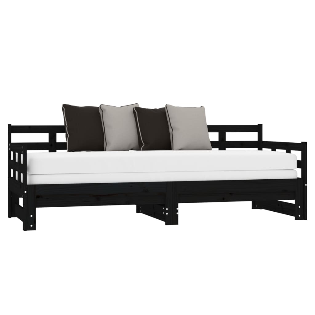Sohvasänky ulosvedettävä musta täysi mänty 2x (80x200) cm - Sisustajankoti.fi